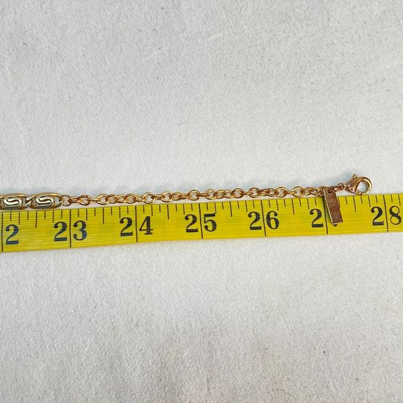 INC Unisex Necklace Gold Tone Scroll Chain Links Matinee Length - Picture 6 of 7